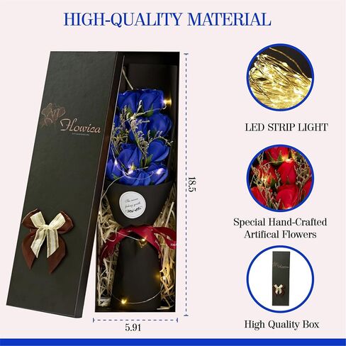 Preserved Flower Bouquet, Gift Box from Forever Roses and LED Lights, Gifts for Women, Artificial Flowers Bouquet for Wife, Girlfriend, Unique Mom Gifts. (Pink) in Saudi Arabia