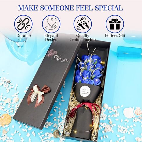 Preserved Flower Bouquet, Gift Box from Forever Roses and LED Lights, Gifts for Women, Artificial Flowers Bouquet for Wife, Girlfriend, Unique Mom Gifts. (Pink) in Saudi Arabia