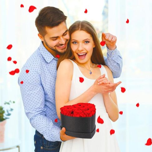16 Piece Preserved Flowers Roses Heart Shape Box Forever Flowers with Necklace Real Roses That Last A Year Christmas Roses Gifts for Women Anniversary Rose Bouquet Gifts (Red) (Red) in Saudi Arabia