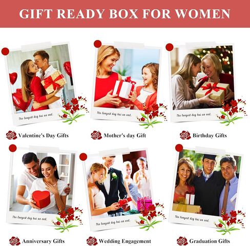 16 Piece Preserved Flowers Roses Heart Shape Box Forever Flowers with Necklace Real Roses That Last A Year Christmas Roses Gifts for Women Anniversary Rose Bouquet Gifts (Red) (Red) in Saudi Arabia