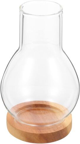 Glass Chimney Candle Holder Hurricane Glass Candle Holders Clear Glass Dome Cover with Wooden Base Chimney Tube Pillar Candle Covers Oil Lamp Shades for Wedding Home Decor in Saudi Arabia