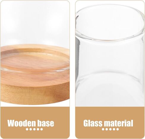 Glass Chimney Candle Holder Hurricane Glass Candle Holders Clear Glass Dome Cover with Wooden Base Chimney Tube Pillar Candle Covers Oil Lamp Shades for Wedding Home Decor in Saudi Arabia