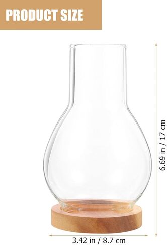 Glass Chimney Candle Holder Hurricane Glass Candle Holders Clear Glass Dome Cover with Wooden Base Chimney Tube Pillar Candle Covers Oil Lamp Shades for Wedding Home Decor in Saudi Arabia