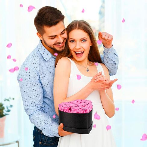 16 Piece Preserved Flowers Roses Heart Shape Box Forever Flowers with Necklace Real Roses That Last A Year Christmas Roses Gifts for Women Anniversary Rose Bouquet Gifts (Red) (Red) in Saudi Arabia