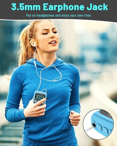 راديو محمول AM FM، راديو جيب شخصي ببطارية قابلة لإعادة الشحن بقدرة 900 مللي أمبير في الساعة مع أفضل استقبال، شاشة LCD واضحة، مقبس سماعة الأذن، راديو ترانزستور لإعداد الوقت للمنزل والخارج، المشي (أزرق) in Kuwait