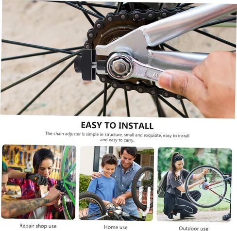 Unomor 2pcs سلسلة ضبط الموتر Fixie Bike Tool مناسبة للدراجات الفردية لون أسود سلسلة سرعة واحدة الموتر منظم دراجة واحدة دراجة سلسلة BMX معدات سلسلة واحدة in Kuwait