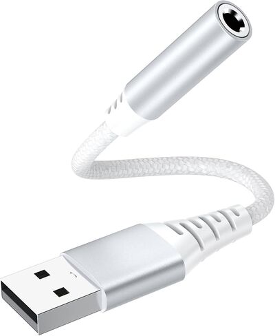 USB to 3.5mm Jack Audio Adapter,External Sound Card USB-A to Audio Jack Adapter with Aux Stereo Converter Compatible with Headset,PC Windows,Laptop Mac, Desktops,for PS4 and More Device (Black) in Saudi Arabia
