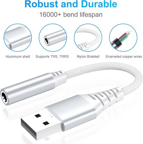 USB to 3.5mm Jack Audio Adapter,External Sound Card USB-A to Audio Jack Adapter with Aux Stereo Converter Compatible with Headset,PC Windows,Laptop Mac, Desktops,for PS4 and More Device (Black) in Saudi Arabia