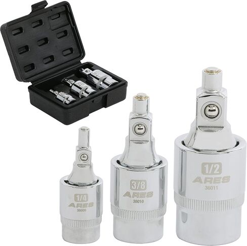 مجموعة وصلات عالمية محملة بنابض مكونة من 3 قطع من ARES 37000 - تصميم محمل بنابض يحافظ على صلابة المفصل على شكل حرف U لسهولة الوضع - محرك 1/4 بوصة، و3/8 بوصة، و1/2 بوصة in Kuwait