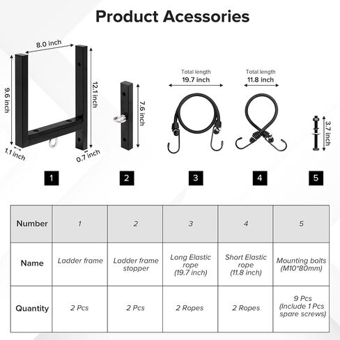 Ladder Rack for Trailer, 2 Racks Aluminum Side Mount Trailer Ladder Rack Fit for Enclosed Trailer in Saudi Arabia