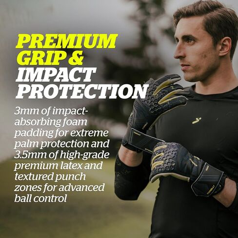 Storelli Silencer Threat Goalkeeper Gloves, High-Impact Hand Protection with 5 Removable Finger Spines, German Quartz Latex with Foam Padding, Breathable Yet Skin-Tight Fabric in Saudi Arabia