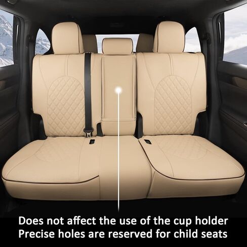 GIANT PANDA Customized Full Set Car Seat Covers Fit for Toyota Highlander L/LE/XLE/Limited/Hybrid 2020 2021 2022 2023 2024 Three-Row Model, 8 Seats, Faux Leather - (Grey Gray) in Kuwait