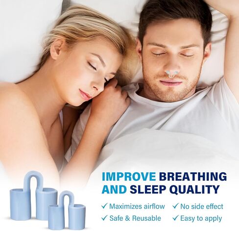 موسعات الأنف، أجهزة مضادة للشخير، حل آمن للشخير من أجل تنفس أفضل، فتحات أنف من السيليكون الناعم لتحسين النوم، موسعات أنف قابلة لإعادة الاستخدام 4 مقاسات مختلفة 8 قطع in Kuwait