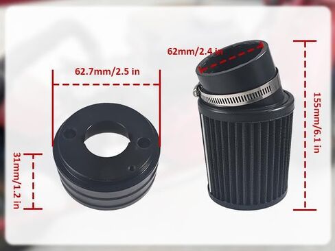 62 مللي متر محول مرشح الهواء كمية شرارة التوصيل عدة ل المفترس 212cc 6.5 HP GX160 GX200 دراجة نارية سكوتر ATV الترابية دراجة أسود in Kuwait