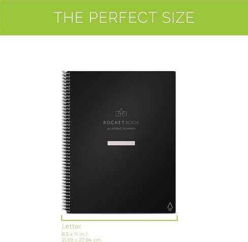 Rocketbook Reusable Academic Planner for Students and Teachers, Includes 13 page types, Black Cover, Letter Size in Kuwait