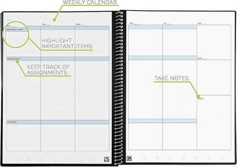 Rocketbook Reusable Academic Planner for Students and Teachers, Includes 13 page types, Black Cover, Letter Size in Kuwait