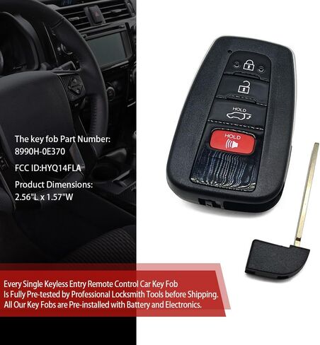 Key Fob FCC ID HYQ14FLA Fit for Toyota Highlander 2021 2022 Replace 8990H-0E370 Smart Remote Control Key Fob Keyless Entry 4 Button 315MHz in Saudi Arabia