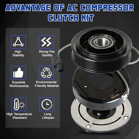 1653 AC Compressor Clutch Kit Air Conditioning Compressor Clutch Kit Compatible with 2008-2012 Accord 4 CYL 2.4L Replace# 11224C 6512753 38810R40A01 157333 10SR15C in Saudi Arabia