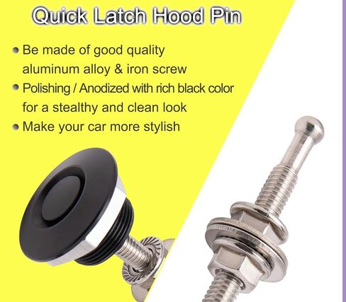 Quick Latch Hood Pins, Quick Release Lock Latch Bumper, Bumper Quick Release Latch Fastener Push Button Bonnet 1.25 inch Universal Aluminum Vehicle Quick Latch Hood Pins Locking (4PCS Black) in Saudi Arabia