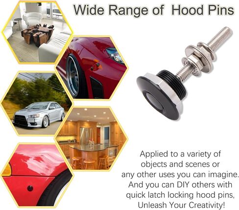 Quick Latch Hood Pins, Quick Release Lock Latch Bumper, Bumper Quick Release Latch Fastener Push Button Bonnet 1.25 inch Universal Aluminum Vehicle Quick Latch Hood Pins Locking (4PCS Black) in Saudi Arabia