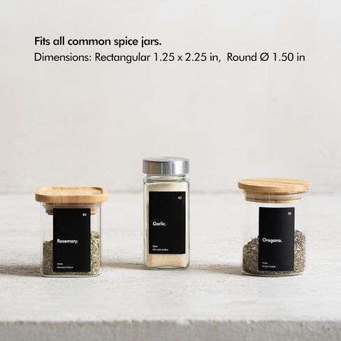 KIVY 240 Waterproof Spice Labels (Round & Rectangle) - Herb and Spice Apothecary Stickers for Jars - Indian Spice Labels - Customizable Labels in Kuwait