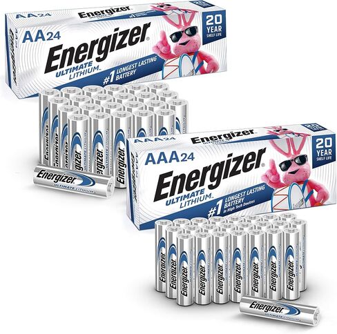 Energizer Ultimate Lithium AA Batteries, Long Lasting Lithium Double A Batteries and Ultimate Lithium AAA Batteries, Lithium Triple A Batteries Variety Pack, 24 AA and 24 AAA Batteries, 48 Count in Saudi Arabia
