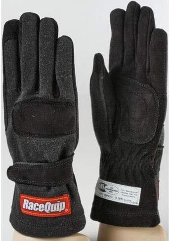 قفازات السباق RaceQuip 355 Series 2 طبقة Nomex SFI 3.3/5 معتمدة باللون الأسود X-Small 355001 in Kuwait