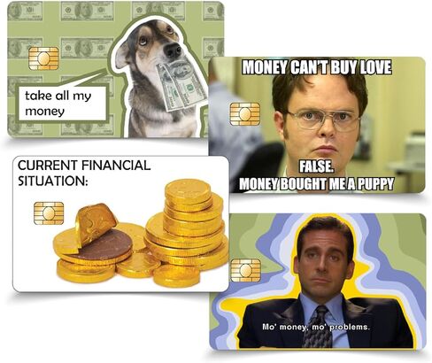 مجموعة من 4 ملصقات مضحكة لبطاقات الخصم، ملصقات بطاقات الائتمان - أغطية بطاقات الخصم القابلة للإزالة والخالية من الفقاعات - تناسب تمامًا جميع أنواع بطاقات الائتمان - أغطية بطاقات لبطاقات الخصم (المجموعة رقم 1) in Kuwait