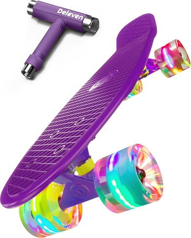 Deleven 22" Skateboard with Bright LED Wheels, Skate Tool, ABEC 7 Bearings - for Kids Beginners Adults in Saudi Arabia