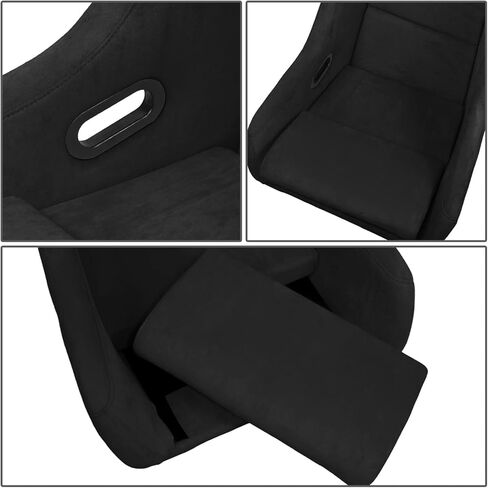 J2 Engineering J2-RS-004-BK Pair of Black Stitching Reclinable Back Rest Racing Bucket Seats 35" H X 23" W X 23" D Universal Fit in Kuwait