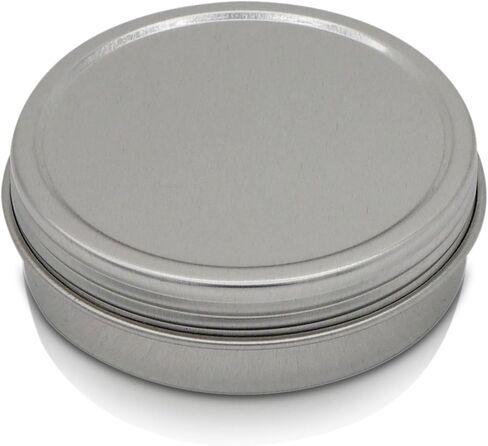 SimbaLux Screw Top Round Steel Tin Cans 2 oz (60ml) with Self Adhesive White Round Stickers, 24 Pack in Kuwait