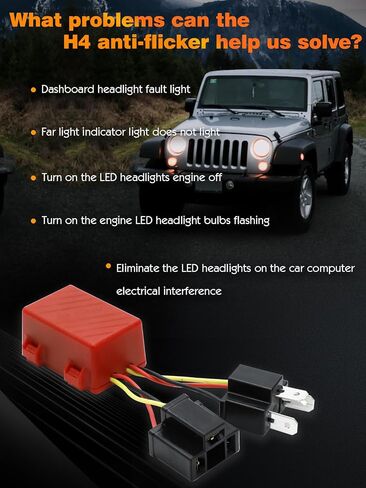 UNI-SHINE 2 قطعة 9003 HB2 H4 LED فك الرموز للمصابيح الأمامية LED، سرج مضاد للوميض، مكثفات إلغاء تحذير خالية من الأخطاء، مقاوم للوميض لأضواء LED، متوافق مع جيب إلخ in Saudi Arabia