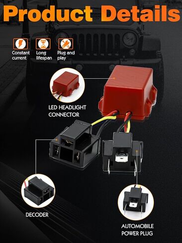 UNI-SHINE 2 قطعة 9003 HB2 H4 LED فك الرموز للمصابيح الأمامية LED، سرج مضاد للوميض، مكثفات إلغاء تحذير خالية من الأخطاء، مقاوم للوميض لأضواء LED، متوافق مع جيب إلخ in Saudi Arabia