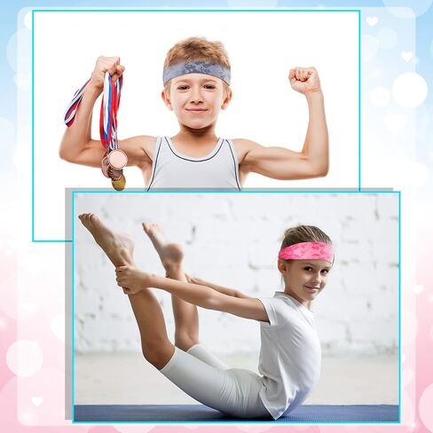 12 Pieces Kids Tie Dye Headbands Athletic Headbands Stretch Sport Hairbands Elastic Wicking Sweatbands for Youth Teens Boys and Girls Children in Saudi Arabia