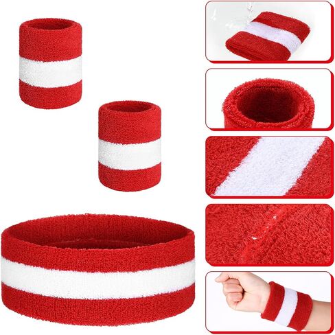 5 Pcs Striped Sweatband Striped Sock Set Wrist Sweatband Headband High Striped Headband for Men Women Sports 80s Party in Saudi Arabia