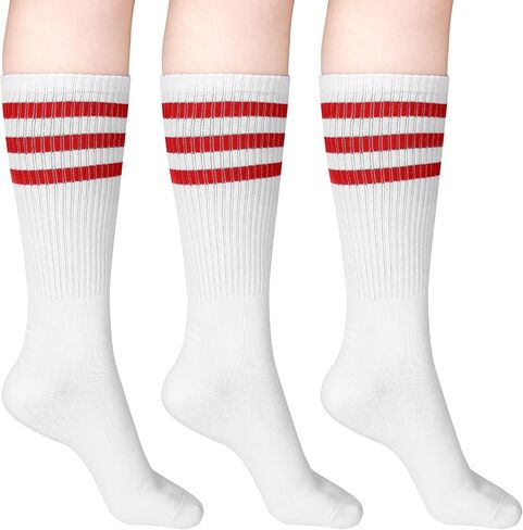 5 Pcs Striped Sweatband Striped Sock Set Wrist Sweatband Headband High Striped Headband for Men Women Sports 80s Party in Saudi Arabia