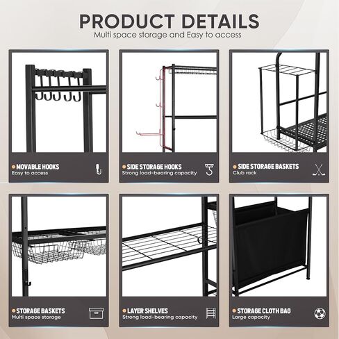 منظم مرآب تخزين حقيبة الجولف، حاملان لنوادي الجولف، منظم معدات الرياضة/اللعب، رف تخزين الكرة لنوادي الجولف وملحقاتها، تخزين معدات رياضية كبيرة جدًا in Kuwait