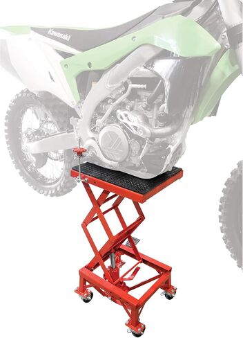 طاولة رفع الدراجات النارية الهيدروليكية فائقة الثبات 5001.5083 من Extreme Max مع وظيفة رفع وسادة القدم - ترفع الدراجات من 13.25 بوصة إلى 34 بوصة، 300 رطل. سعة الوزن، أحمر in Saudi Arabia