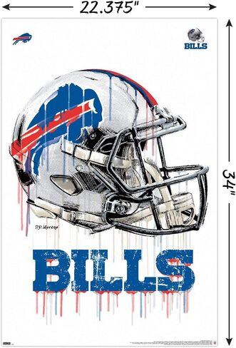 Trends International NFL Buffalo Bills - Drip Helmet 20 Wall Poster, 22.375" x 34", Poster & Mount Bundle in Saudi Arabia