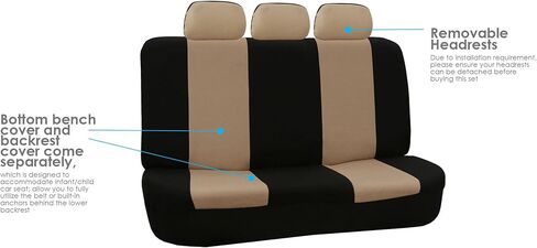 FH Group Flat Cloth Full Set Car Seat Covers Three Row 7 Passenger Set - Universal Fit for Cars, Trucks & SUVs (Beige) FB050217 in Saudi Arabia
