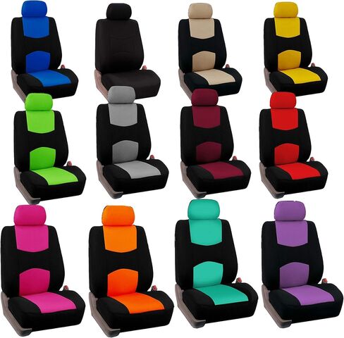 FH Group Flat Cloth Full Set Car Seat Covers Three Row 7 Passenger Set - Universal Fit for Cars, Trucks & SUVs (Beige) FB050217 in Saudi Arabia