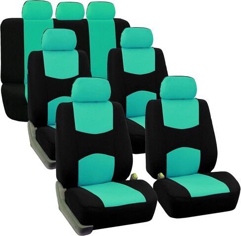 FH Group Flat Cloth Full Set Car Seat Covers Three Row 7 Passenger Set - Universal Fit for Cars, Trucks & SUVs (Beige) FB050217 in Saudi Arabia