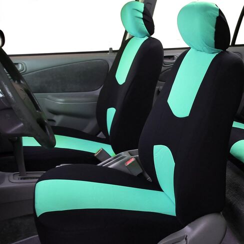FH Group Flat Cloth Full Set Car Seat Covers Three Row 7 Passenger Set - Universal Fit for Cars, Trucks & SUVs (Beige) FB050217 in Saudi Arabia