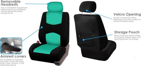 FH Group Flat Cloth Full Set Car Seat Covers Three Row 7 Passenger Set - Universal Fit for Cars, Trucks & SUVs (Beige) FB050217 in Saudi Arabia