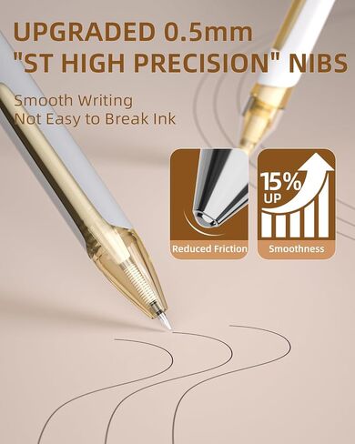 13PCS Pastel Gel Ink Pen Set with Case, Cute Retractable 0.5mm Fine Point Pen, 12 Black Ink Pen with 1 Highlighter, Aesthetic Drawing Pen for Student Note Taking,Writing,Office Supplies (Brown) in Saudi Arabia