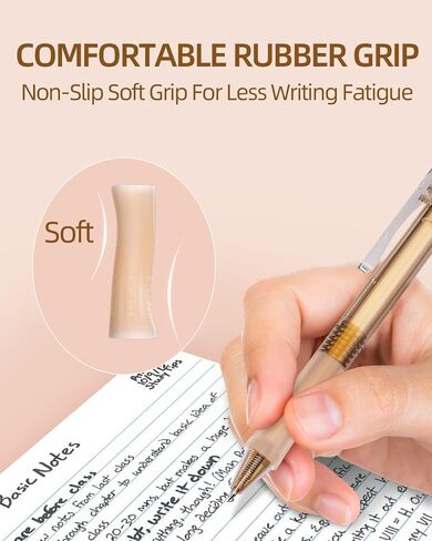 13PCS Pastel Gel Ink Pen Set with Case, Cute Retractable 0.5mm Fine Point Pen, 12 Black Ink Pen with 1 Highlighter, Aesthetic Drawing Pen for Student Note Taking,Writing,Office Supplies (Brown) in Saudi Arabia