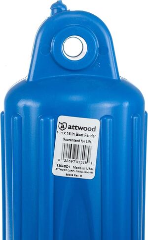 Attwood 9354BD1 Softside Oval Boat Fender with Thick-Wall Reinforced Eye Ends, Blue Finish in Saudi Arabia