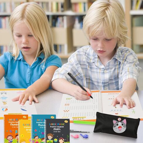 4 حزمة كبيرة من كتب الممارسة السحرية للأطفال للتحكم في القلم وممارسة مهارات الكتابة لمرحلة ما قبل المدرسة قلم حبر يختفي تلقائيًا لكتابة مصنف كتابة الخط الأخاديد المبتدئين in Kuwait