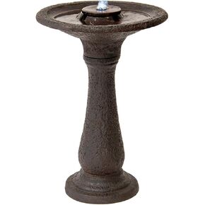 XBrand 23.43" H Tiered Freestanding Classic Bird Bath Outdoor Water Fountain w/Auto Shut-Off Pump, Dark Brown