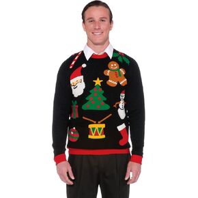 Forum Novelties Everything Ugly Christmas Sweater, Black, Small